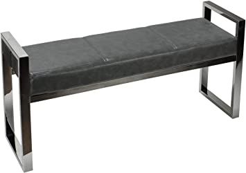 Cortesi Home Holden Contemporary Chrome Metal Entryway Bench, Antique Grey Small Entryway Bench, Vogue Home, Metal Dining Room, Entryway Style, Storage Bench With Cushion, Contemporary Entryway, Grey Benches, Upholstered Bedroom, Modern Bench