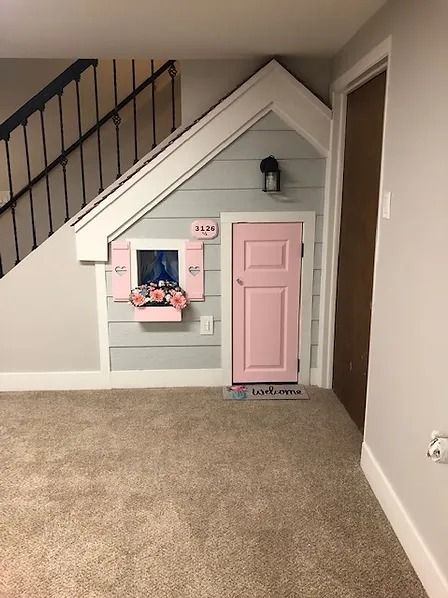 UNDER THE STAIRS | abt Under The Stairs Door Ideas, Basement Playhouse Under Stairs, Under The Steps Playhouse, Understairs Playspace, Under The Stair Playhouse, Under Steps Playhouse, Under Stairs Dog House Ideas, Fort Under Stairs, Play Area Under Stairs For Kids