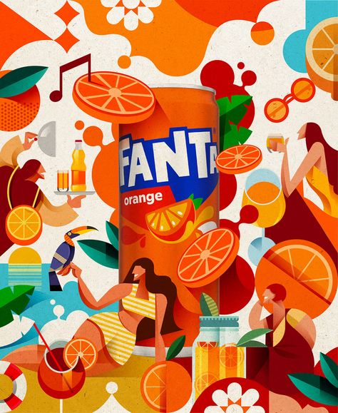 Fanta :: Behance Chicken Little, Usa Art, Creative Packaging, Ads Creative, Creative Advertising, Illustration Character Design, Editorial Illustration, Abstract Canvas Art, Holiday Design