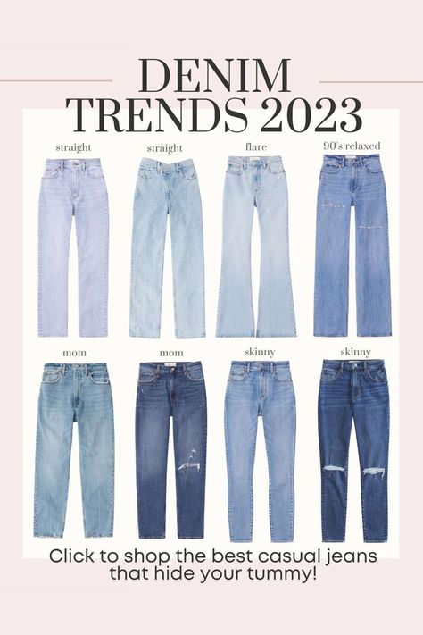 Denim trends for 2023 include straight jeans, flare jeans, relaxed jeans, mom jeans, and some skinny jeans! These casual jeans hide your belly and make for the best casual outfits. These are the best jeans for women. denim trends, fall denim, winter denim, casual denim, casual jeans, jean trends for women, fall jeans outfit casual, casual jeans outfit, jeans for moms, fall casual outfits, fall jeans Jeans For Moms, Fall Jeans Outfit Casual, Fall Jeans Outfit, Casual Jeans Outfit, Fall Casual Outfits, Fall Denim Trends, Jeans Pants Outfit, Mom Jeans Outfit Winter, Straight Jeans Outfit