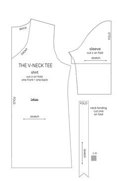 shown below. Sew that portion together using a half inch seam allowance, stopping exactly at the pin that marks the V Neck Blouse Pattern Free, V Neck Shirt Sewing Pattern, V Neck Shirt Pattern, V Neck Sewing Pattern, T-shirt Pattern, How To Make A Shirt, Marvellous Designer, Tee Shirt Pattern, Sewing Tshirt