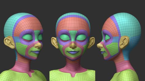 Blender Low Poly, Character Topology, 3d Max Tutorial, Face Topology, Blender Character Modeling, 3d Karakter, Character Turnaround, Sculpting Tutorials, Zbrush Tutorial