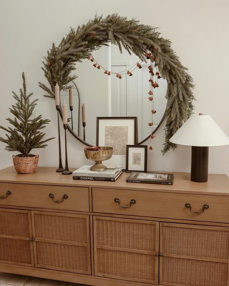 it’s beginning to look a lot like christmas 🌲 shop this post: link in my bio > like to know it 🏡 #target #targetstyle #liketoknowit #ltk #ltkhome #magnolia #studiomcgee #boho #hearthandhand #reset #organicmodern #spring #neutralfalldecor #aesthetics #aesthetic #vibes #organization #springdecor #neutraldecor #beforeandafter #homedecoration #reelsofinstagram #style #styleinspiration #home #homedesign #fyp #christmas Lamps Unique, Entry Console, Christmas Dining Table Decor, Entry Console Table, Christmas Entry, Pinecone Christmas, Buffet Table Lamps, Christmas Entryway, Neutral Fall Decor