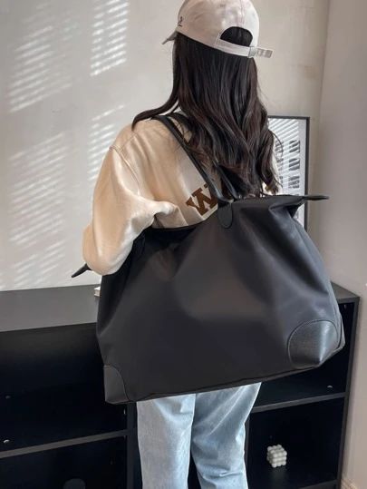 Oversized Pattern, Business Casual Minimalist, Bags For Teens, Oversized Bag, Overnight Bag, Shoulder Tote Bag, Bag Bag, Black Tote Bag, Womens Tote