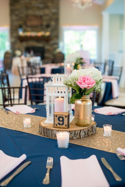 Gold Reception, Gold Wedding Reception, Navy And Blush, Rose Gold Bridesmaid, Wedding Reception Flowers, Wedding Reception Centerpieces, Reception Centerpieces, בר מצווה, Navy Blue Wedding