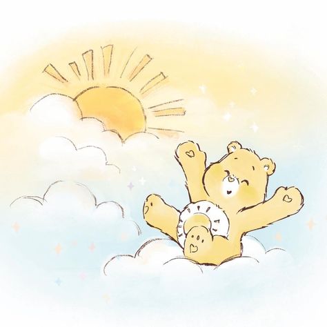 Care Bears Baby on Instagram: “Sunny days are here again, and who better to spend them with than Funshine! 💛☀️✨ #Carebears #carebearsbaby #carebearsbabyart #carebearart…” Care Bears Movie, Care Bears Vintage, Funshine Bear, Bear Drawing, Happy July, Animation Artwork, 80s Cartoons, Bear Wallpaper, Care Bear