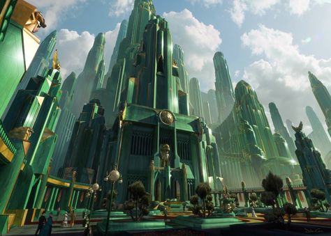 Oz the Great and Powerful (2013) Production Design by Robert Stromberg - Concept Art by Dylan Cole Oz The Great And Powerful, Dylan And Cole, Land Of Oz, The Wonderful Wizard Of Oz, Fantasy City, Art Deco Architecture, Fantasy Places, Futuristic City, Emerald City