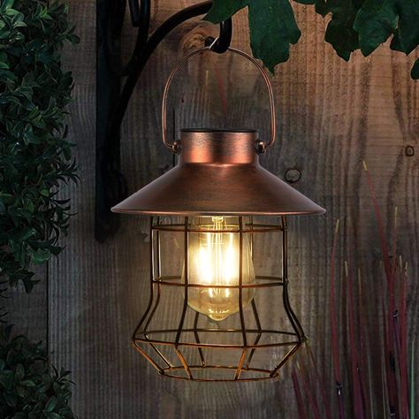 pearlstar Solar Lantern Outdoor Hanging Light-Vintage Solar Table Lamp with Warm White Bulb Design for Garden Yard Patio Decor (Copper-1pack) - - Amazon.com Solar Lanterns Outdoor, Tungsten Light, Solar Hanging Lanterns, Table Lanterns, Lantern Outdoor, Outdoor Decorative Lights, Solar Lantern, Outdoor Hanging Lanterns, Vintage Lanterns