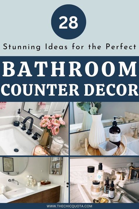 bathroom counter decor Bathroom Counter Design, Bathroom Counter Designs, Small Bathroom Counter Decor, Bathroom Sink Decor Ideas, Bathroom Countertop Decor, Bathroom Counter Ideas, Bathroom Counter Storage, Efficient Bathroom, Bathroom Countertop Storage