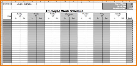 Blank Monthly Work Schedule Template (2) - TEMPLATES EXAMPLE ...