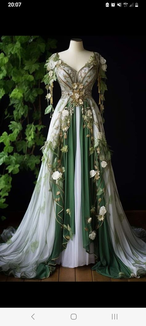 Wizard Wedding Dress, Nature Ball Gown, Forest Elf Wedding, Earth Tone Wedding Dress, Fairycore Bridesmaid Dresses, Virgo Wedding Dress, Magical Forest Wedding Dress, Fairycore Ballgown, Autumn Court Dress