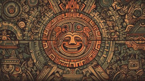 Aztec Wallpaper With Ornaments And Faces Of An Sun#pikbest#Backgrounds#Others Aztec Background, Hd Wallpapers 3d, Aztec Wallpaper, Sun Background, Wallpaper For Wall, Sun And Moon Drawings, Moon Drawing, Music Decor, Photo Ornaments