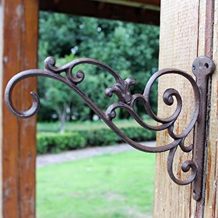 Wall Climbing Plants, Metal Plant Hangers, Plant Hooks, Distressed Walls, Hanging Flower Baskets, Iron Brackets, Decorative Wall Hooks, Decorating Shelves, European Antiques