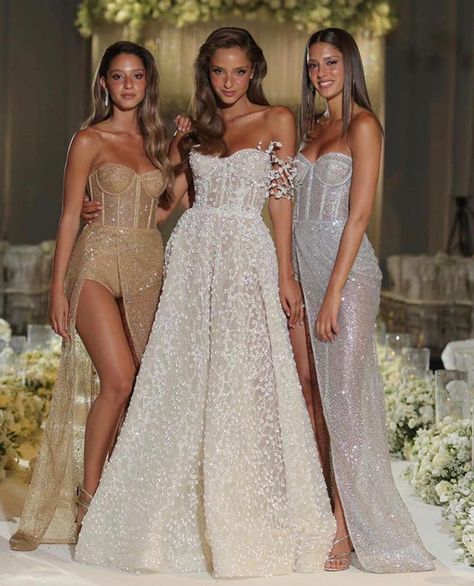 BERTA on Instagram: “All #BERTA everything ❤️ @neta_alchimister in #BertaBridal and her stunning sisters in #BertaEvening 🖤” Sister Of The Bride Dress, Sister Wedding Dress, Strapless Dress Hairstyles, Brides Sister, Sister Of The Bride, Berta Wedding Dress, Berta Bridal, Wedding Dress Gallery, Sisters Dress