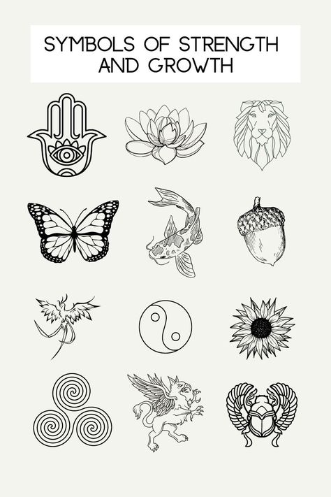 16 Symbols of Strength & Growth: A Thousand Lights Symbols That Mean Growth, Things That Symbolize Growth, Self Growth Symbols, One Day At A Time Symbol, Kindness Tattoo Symbols, Feminine Symbols Of Strength, Tattoos To Symbolize Strength, Tattoo That Symbolizes Growth, Things That Symbolize Strength