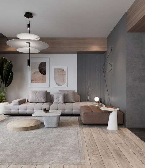 Creating Cosy-Chic Interiors With Grey Decor & Wood Accents Grey Wood Floors Living Room, Contemporary Living Room Grey, Grey Walls Living Room, Grey Wood Floors, Grey Interior Design, Cosy Interior, Interior Design Per La Casa, Condo Interior, Wood Interior Design