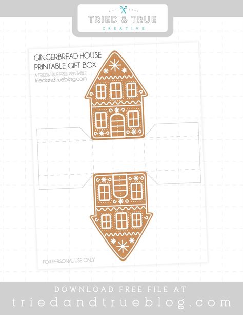 Christmas Gift Box Template, Gingerbread House Template Printable, Box Templates Printable Free, Treat Boxes Diy, Calligraphy Christmas Cards, Gingerbread House Candy, Gingerbread House Template, Box Template Printable, Christmas Gift Games