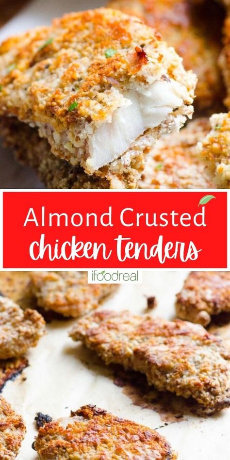 Healthy, naturally gluten free Almond Crusted Chicken made with almonds, seasonings and eggs. This easy recipe uses ground almonds in place of breadcrumbs to create crispy chicken tenders. Healthy Chicken Fingers, Knorr Recipes, Crusted Chicken Breast, Almond Crusted Chicken, Healthy Family Recipes, Crusted Chicken Tenders, Dinner Family, Almond Chicken, Pot Recipes Healthy