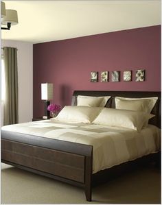 would love a burgundy feature wall colour (behind bed) in master bedroom Burgundy Bedroom, Room Color Combination, Bedroom Design Trends, Feature Wall Bedroom, Interior Boho, Bedroom Color Combination, Dream Master, Room Wall Colors, Bedroom Wall Designs