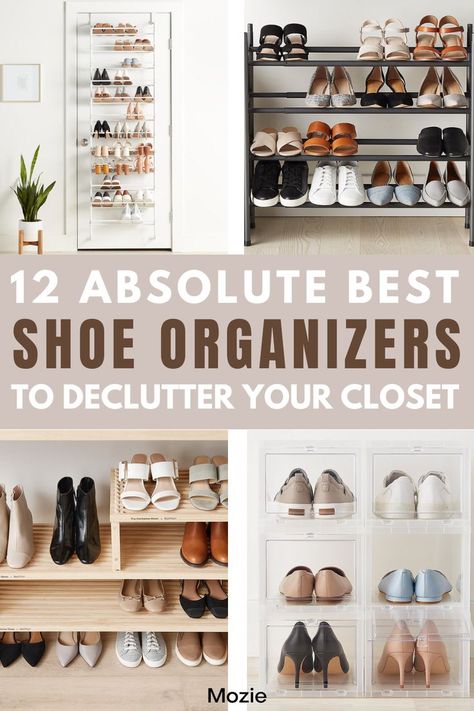 Let's all say what we're thinking...small closets are the worst! Whether you live in an apartment in a big city or a home that has little closet space, you need all the closet organization ideas you can get! We're showing you the 3 steps we use to declutter our closet floor and organize our shoes. These are seriously the best show organizers out there! Shoe Storage For Small Spaces Closet, Shoe Storage For Walk In Closet, Shoe Shelving In Closet, Shoe Organizers For Closets, Small Room Shoe Storage Ideas, Shoe Storage In Walk In Closet, Diy Shoe Storage For Small Spaces, Floor Shoe Storage, Shoe Storage Ideas Bedroom