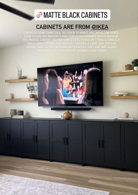 Tv On Cabinet, All White Walls, Bar Tv Ideas, Tv Wall Ideas, Under Tv Ideas, Under Tv Ideas Wall Mounted Tv, Modern Tv Room, Living Tv, Entertainment Wall