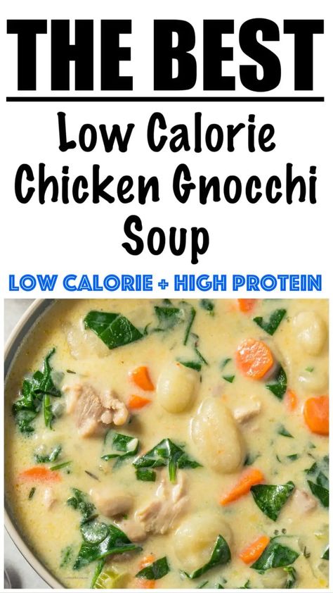 Healthy Chicken Gnocchi Soup Recipe Chicken Nochi Soup, Healthy Chicken Gnocchi Soup, Healthy Chicken Gnocchi, Chicken Gnocchi Soup Crockpot, Olive Garden Gnocchi Soup, Protein Soup Recipes, Chicken And Gnocchi Soup, Low Calorie Soup Recipe, Chicken And Gnocchi