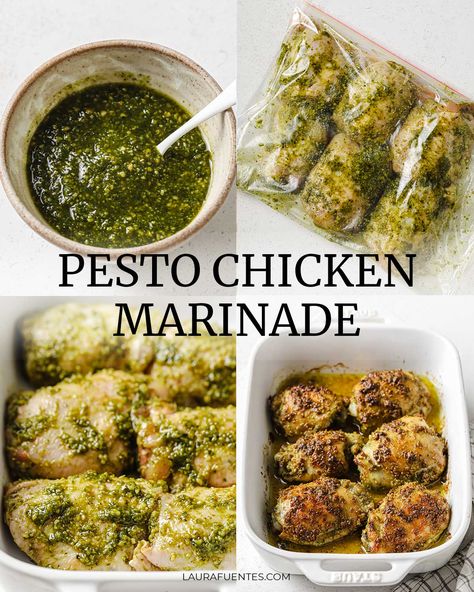 Pesto Chicken Legs Recipe, Pesto Marinated Chicken, Pesto Chicken Recipes Healthy, Pesto Chicken Marinade, Protein Marinades, Pesto Chicken Dinner, Pesto Chicken Thighs, Garlic Pesto Chicken, Basil Chicken Recipe