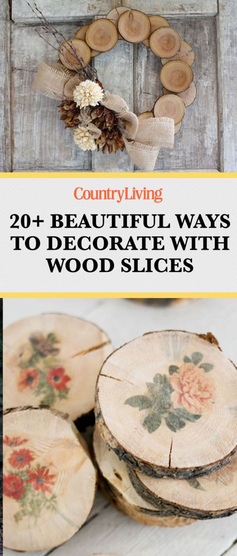 Pin this image! Wood Slice Crafts Diy, Tre Kunst, Wood Slice Decor, Deco Champetre, Wood Slice Crafts, Easy Wood, Diy Holz, Wood Slice Ornament, Country Crafts