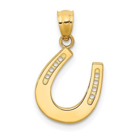 Horse Shoe Plain Pendant with Chain 18" Authentic Solid 14K Yellow Gold #eBay #eBayStore #eBaySeller #Pendant #Horseshoe #India #YellowGold #Chain #NoStone #Metal #Beauty #Yellow #Anniversary #Cable #Birthday #Snap #Poshadime Horseshoe Pendant, Horseshoe Necklace, Gold Horse, Luck Charm, Charm Pendant Necklace, Gold Polish, Fine Jewellery Necklace, Metal Necklaces, Amazing Jewelry