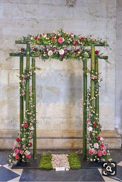 Ceremony Arch: ExtraOrdinary Bamboo Theme | K'Mich Wedding Arbors, Bamboo Decor, Ganpati Decoration Design, Marriage Decoration, Flower Decorations Diy, Wedding Backdrop Decorations, Wedding Stage Decorations, Kraf Diy, Ceremony Arch