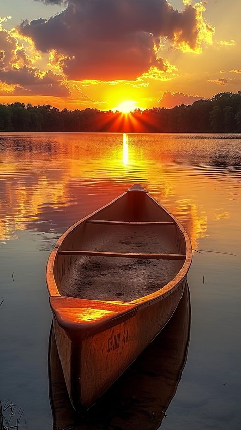 Sunset Canoe Serenity: A lone canoe floats on a tranquil lake under a breathtaking sunset with vibrant colors. #sunset #canoe #lake #tranquility #water #aiart #aiphoto #stockcake ⬇️ Download and 📝 Prompt 👉 https://ayr.app/l/VCKo Boat Dock Aesthetic, Nature Pictures Landscape, Water And Sunset, Beaches Aesthetic, Beach Landscape Photography, Sunset Lake Pictures, Lake Aesthetics, Boat On Lake, Boat Sunset