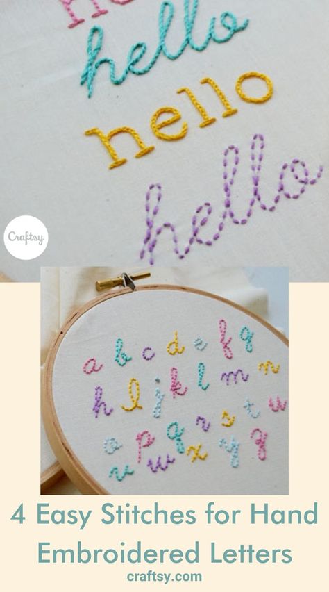 Hand Embroidered Letters, How To Embroider Letters, Hand Embroidery Letters, Alfabet Font, Embroidery Stitches Beginner, Basic Hand Embroidery Stitches, Embroidery Lessons, Embroidered Letters, Embroidery Alphabet