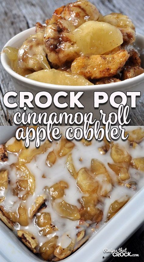 Cinnamon Roll Apple Cobbler, Apple Crockpot Recipes, Apple Cobbler Recipe, Grape Jelly Meatballs, Crockpot Dessert Recipes, Apple Cinnamon Rolls, Slow Cooker Apples, Crock Pot Desserts, Apple Cobbler