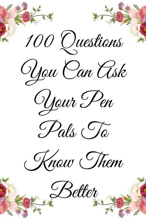 Looking for ways to strengthen your long-distance bond? Dive into our 100 pen pal-approved questions that will help you discover what truly matters in each other's lives! 💌❤️ Questions To Ask Your Penpal, Pen Pal Ideas For Adults, Penpal Questionnaire, Penpal Letters Ideas, Pen Pal Ideas, Friendship Thoughts, Thoughtful Questions, Penpal Ideas, Snail Mail Pen Pals