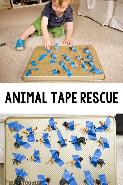 Animal Tape Rescue, Toddler Activities Daycare, Mainan Diy, Maluchy Montessori, Aktiviti Kanak-kanak, Easy Toddler Activities, Baby Play Activities, Fun Activities For Toddlers, Baby Learning Activities