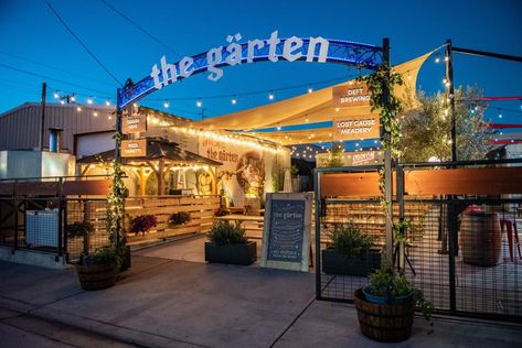 Outdoor Beer Garden Ideas, Garden Restaurant Design Outdoor, Food Park Design Ideas, Open Cafe Outdoor Design, Open Restaurant Design, Outdoor Bar Design, Beer Garden Design, Beer Garden Ideas, Container Park