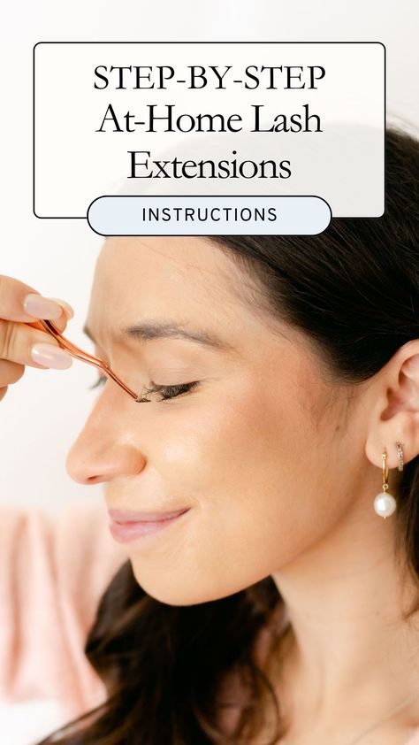 Easy step-by-step guide for putting on DIY Eyelash Extensions. Just 4 steps to take your lashes from short and straight to fluttery, curled and wispy. Cluster Eyelash Extensions Diy, Best Diy Lash Extensions, Eyelash Extensions Diy, At Home Lash Extensions, Clumpy Mascara, Semi Permanent Eyelashes, Cluster Eyelash Extensions, Cluster Eyelashes, Individual Eyelash Extensions