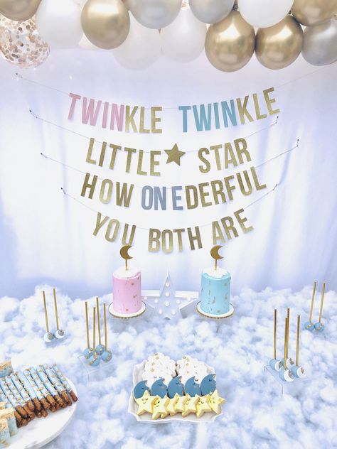 Twin Birthday Decoration Ideas, Sweet One First Birthday Twins, Twins First Bday Theme, 1st Twin Birthday Ideas, First Twin Birthday, First Birthday Twin Themes, First Birthday Theme For Twins, One Year Twins Birthday, Twin Party Ideas