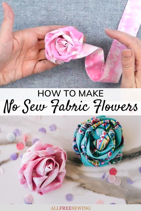 No Sew Fabric Flowers, Sew Fabric Flowers, Fabric Flowers Diy Easy, Fabric Roses Diy, Rolled Fabric Flowers, Easy Fabric Flowers, Fabric Flower Bouquet, Fabric Flower Pins, Making Fabric Flowers