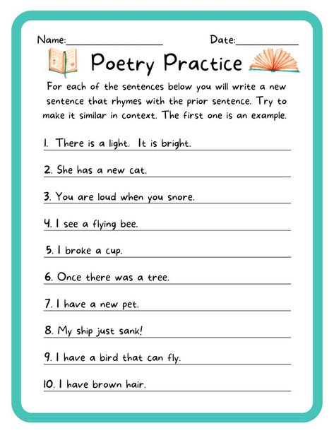 Poetry Comprehension Worksheets, Poetry Comprehension, Poetry Templates, Poetry Workshop, Poetry Worksheets, 2nd Grade Reading Comprehension, Writing Prompts Poetry, 5th Grade Worksheets, Poetry Activities