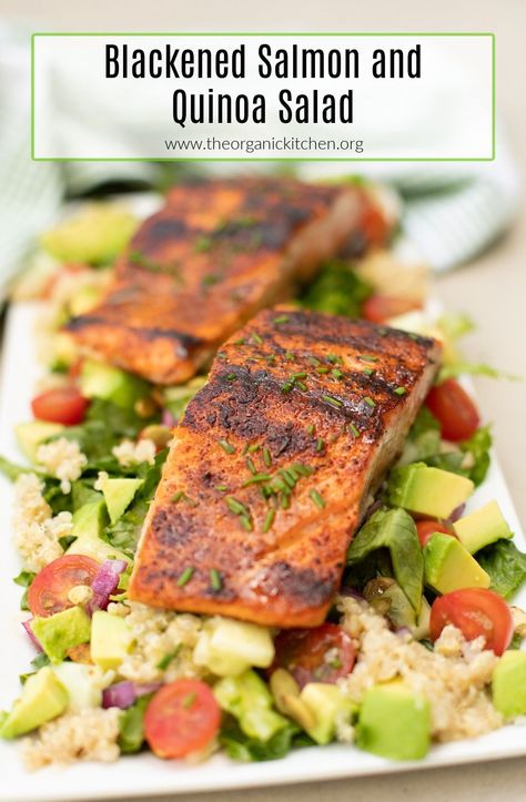 Blackened Salmon and Quinoa Salad Salmon And Quinoa Salad, Salmon With Quinoa Salad, Quinoa With Salmon, Salmon Quinoa Recipes, Salmon And Quinoa Recipes, Salmon Quinoa Bowl, Salmon And Quinoa, Salmon Dinners, Ovulatory Phase