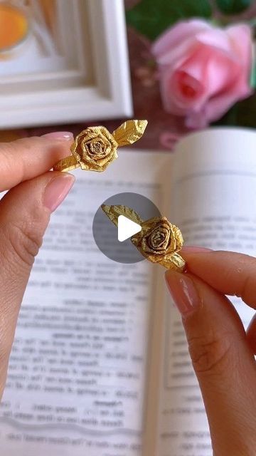 Rings Making Ideas, Diy Rose Ring, How To Make Ring With Paper, Handicrafts Ideas Handmade, Handmade Paper Crafts Gift Ideas, How To Make A Rose, How To Make Paper Rings, How To Make A Ring, Paper Rings Tutorial