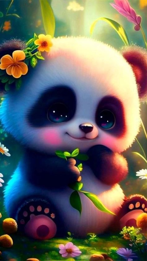 Creature Fantasy, Illustration Mignonne, Really Cute Puppies, Cute Small Animals, Cute Bunny Cartoon, Cute Animal Illustration, Panda Art, Cute Panda Wallpaper, Cute Animal Clipart