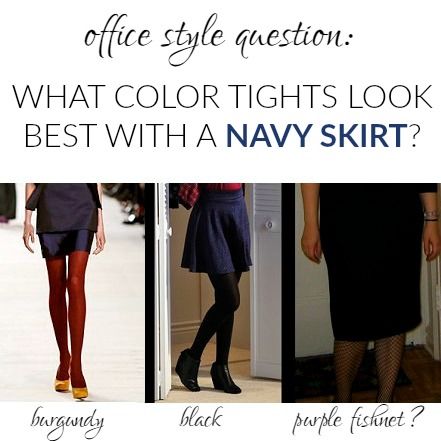 what color tights look best with a navy skirt? pressing office style issue! Navy Tights Outfit, Navy Mini Skirt Outfit, Black Pencil Skirt Outfit Work, Navy Skirt Outfit, Pantyhose Outfit Winter, Tights In Winter, Skirt With Tights, Blue Leather Skirt, Navy Dress Outfits