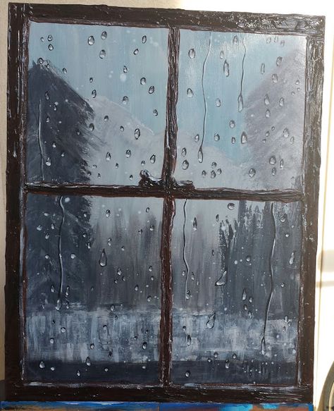 Raindrop Drawing, Rainy Day Window, Rainy Day Drawing, Window Sketch, Rainy Window, Rain Window, Apartment Painting, Window Illustration, Window Drawing