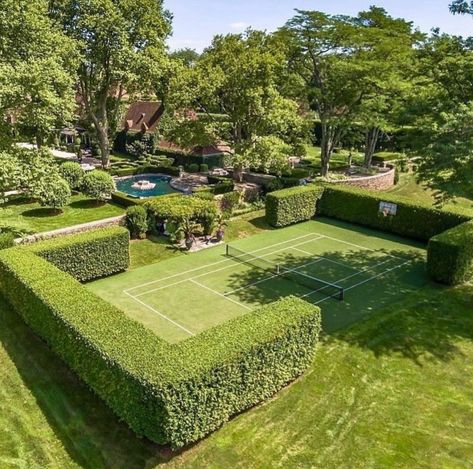 Tennis Court Backyard, Private Tennis Court, The Enchanted Home, Enchanted Home, Dream Backyard, Dream House Exterior, Dream House Decor, Outdoor Design, Dream Garden