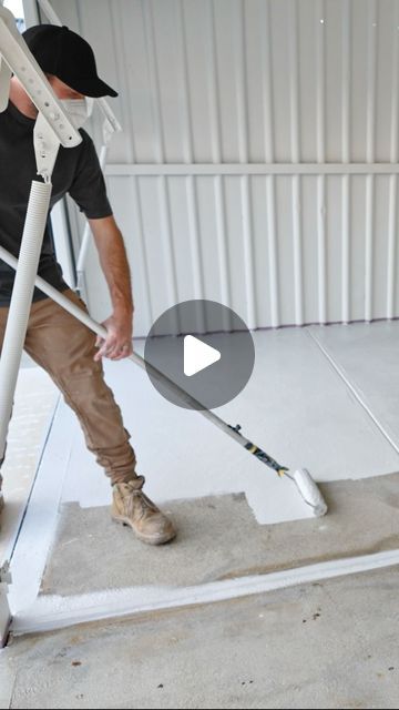 Luke Moore on Instagram: "how to paint concrete flooring" Outdoor Floor Painting Ideas Concrete, Diy Paint Concrete Floor, Diy Concrete Painting Floors, Painting Floors Concrete, How To Paint Concrete Floors, Floor Paint Stencil, Concrete Paint Ideas, Painted Garage Floors, Patio Paint Ideas