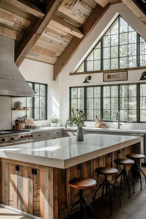 40 Rustic Farmhouse Kitchen Ideas for a Rustic yet Modern Home Rustic Farmhouse Kitchen Ideas, Dream Ranch, Outdated Kitchen, Kitchen Ideas Farmhouse, Wooden House Design, Barn Kitchen, Farmhouse Kitchen Ideas, Rustic Modern Kitchen, Cabin Kitchens