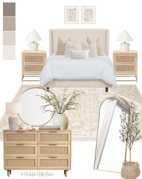 Shop Tilly Upholstered Bed and other curated products on LTK, the easiest way to shop everything from your favorite creators. Guest Bedroom Color Ideas, Cozy Master Bedrooms Decor Romantic, Modern Spanish Bedroom, Classy Room Aesthetic, White Cozy Bedroom, Cozy Modern Bedroom Ideas, Neutral Tones Bedroom, White Bedroom Walls, Master Bedrooms Decor Romantic