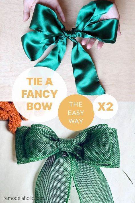 If you want to learn how to tie a bow to add to a Christmas wreath or holiday gift, learn two different methods from Remodelaholic! This tutorial shows two easy ways to tie a bow using a spool of ribbon with pictures and video. These beautiful bows will look great for holiday or Christmas party decor! How To Tie A Big Ribbon Bow, How To Tie A Fancy Bow With Ribbon, Making A Bow With Wire Ribbon, How To Make A Bow With Velvet Ribbon, How To Tie A Bow With Wired Ribbon, How To Tie A Velvet Ribbon Bow, Ways To Tie A Bow, How To Tie A Bow, Tie Bows With Ribbon